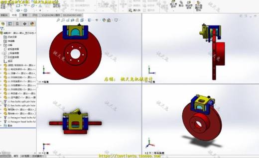 浮钳盘式制动器中型货车盘式制动器设计制动盘SW三维CAD图及缩略图