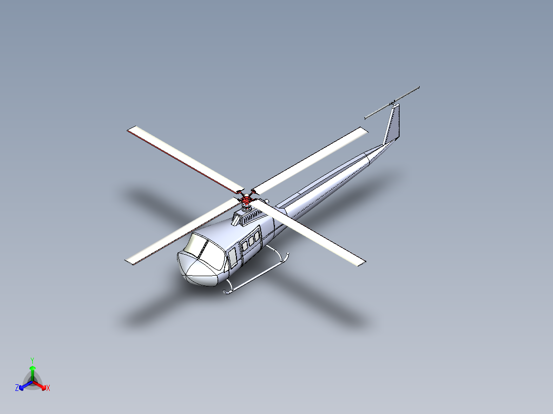贝尔 Bell 412桨叶旋翼直升机3D图纸 IGS格式正等轴测图