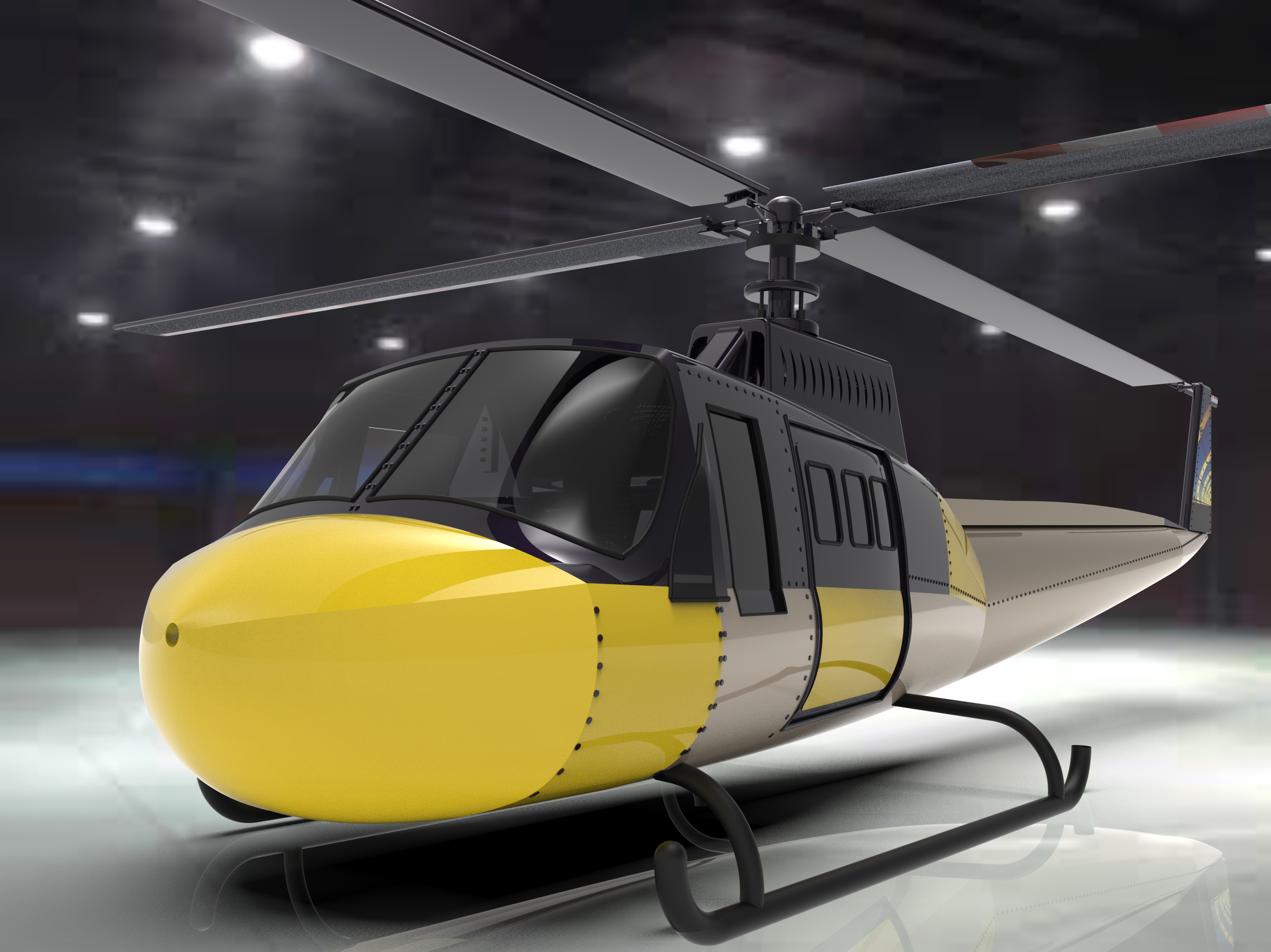 贝尔 Bell 412桨叶旋翼直升机3D图纸 IGS格式