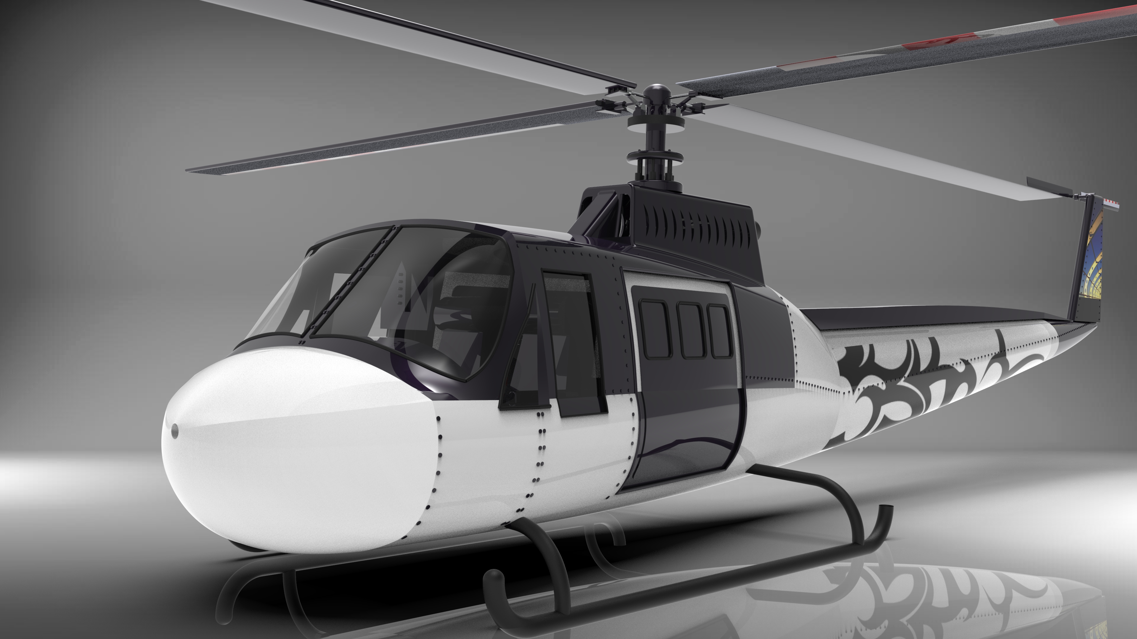 贝尔 Bell 412桨叶旋翼直升机3D图纸 IGS格式