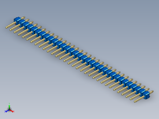 彩色公头100mil（2.54mm）系列-DS1021_blue_1x32p_100mil_Type1_rev1.0正等轴测缩略图