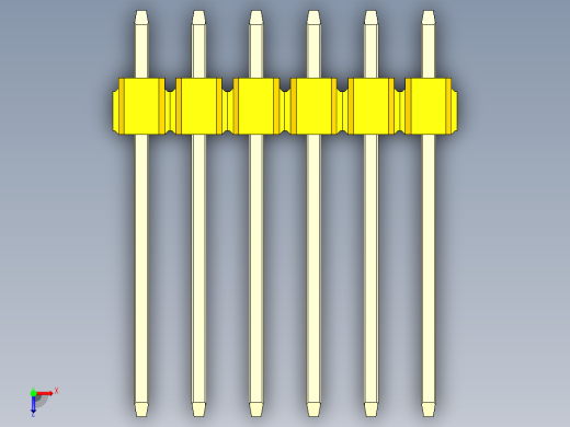 彩色公头100mil（2.54mm）系列-DS1021_yellow_1x06p_100mil_Type5_rev1.0俯视缩略图