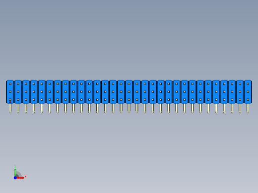 彩色公排针 100mil 2.54mm 系列-DS1022_blue_3x31p_100mil_TypeD_rev1.0前视缩略图