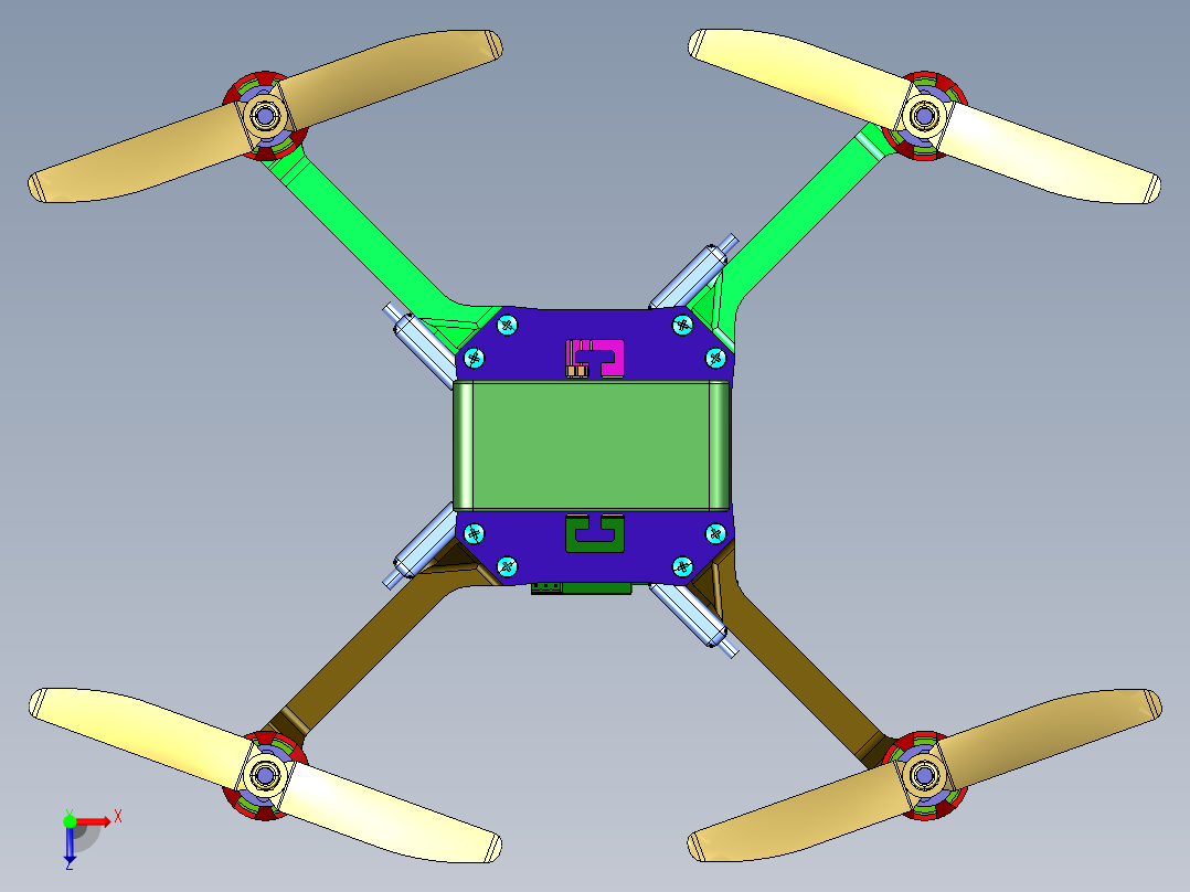 无人机航模四轴飞行器俯视图