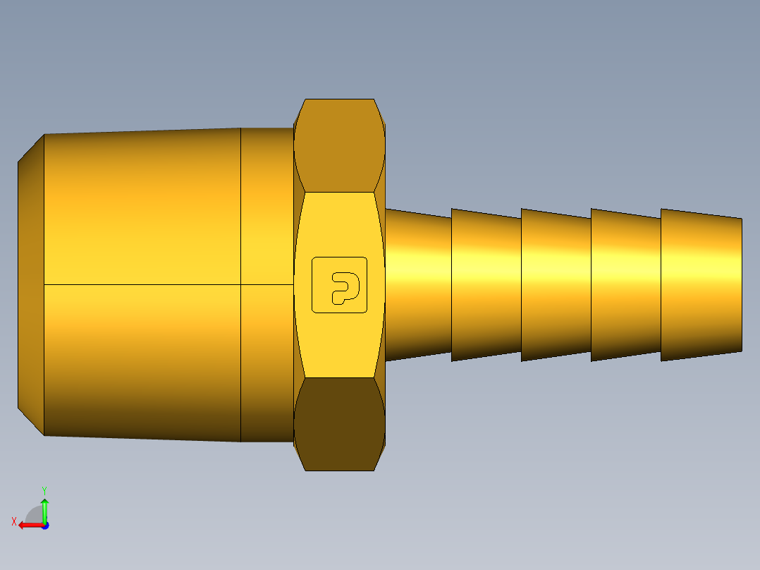 倒齿式工业管接头Hose Barb to Male Pipe 125HBL-6-8后视图