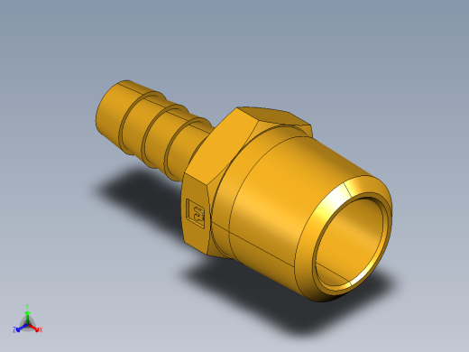倒齿式工业管接头Hose Barb to Male Pipe 125HBL-6-8正等轴测缩略图