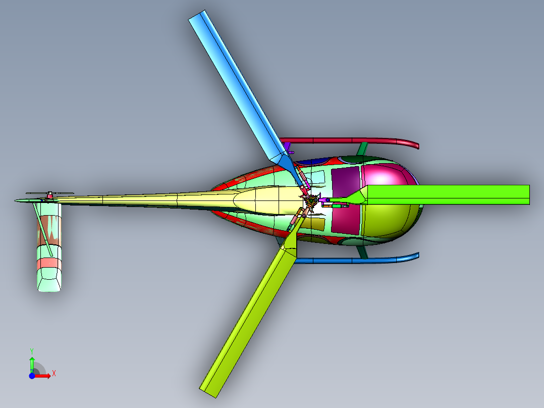 超级航模休斯涡轮直升机前视图