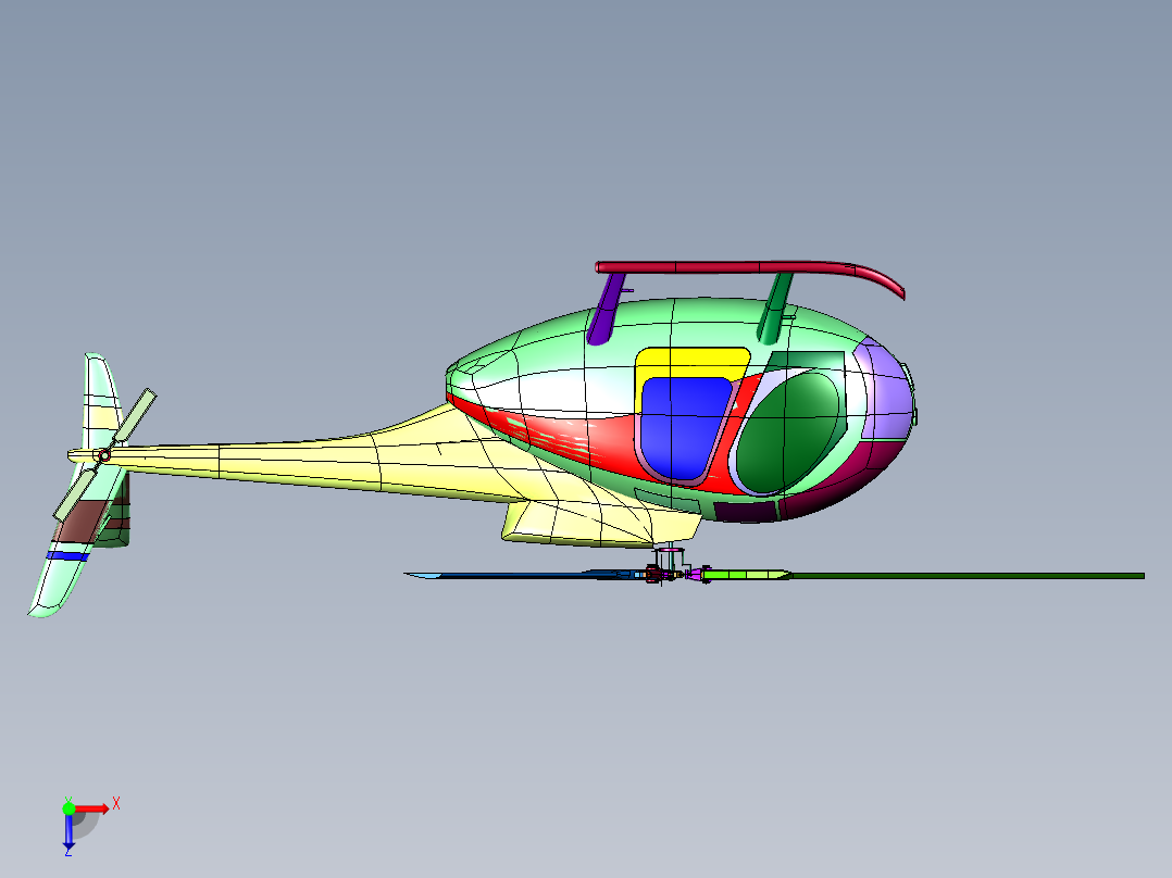 超级航模休斯涡轮直升机俯视图