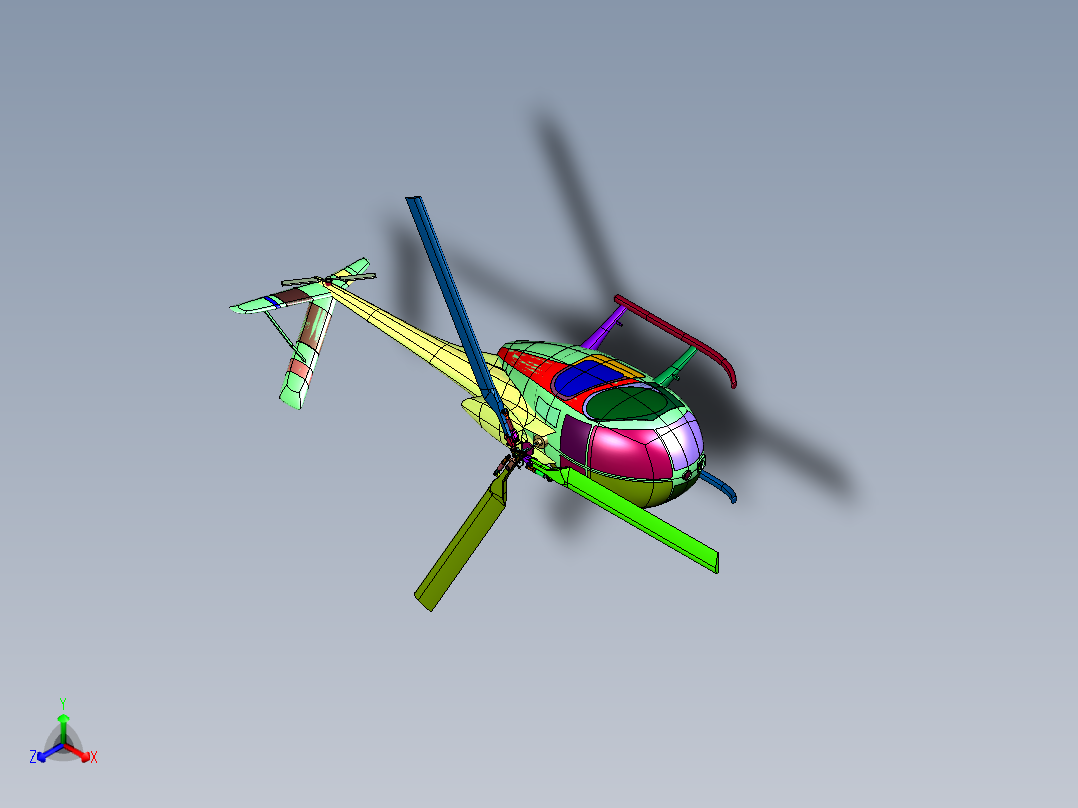 超级航模休斯涡轮直升机正等轴测图