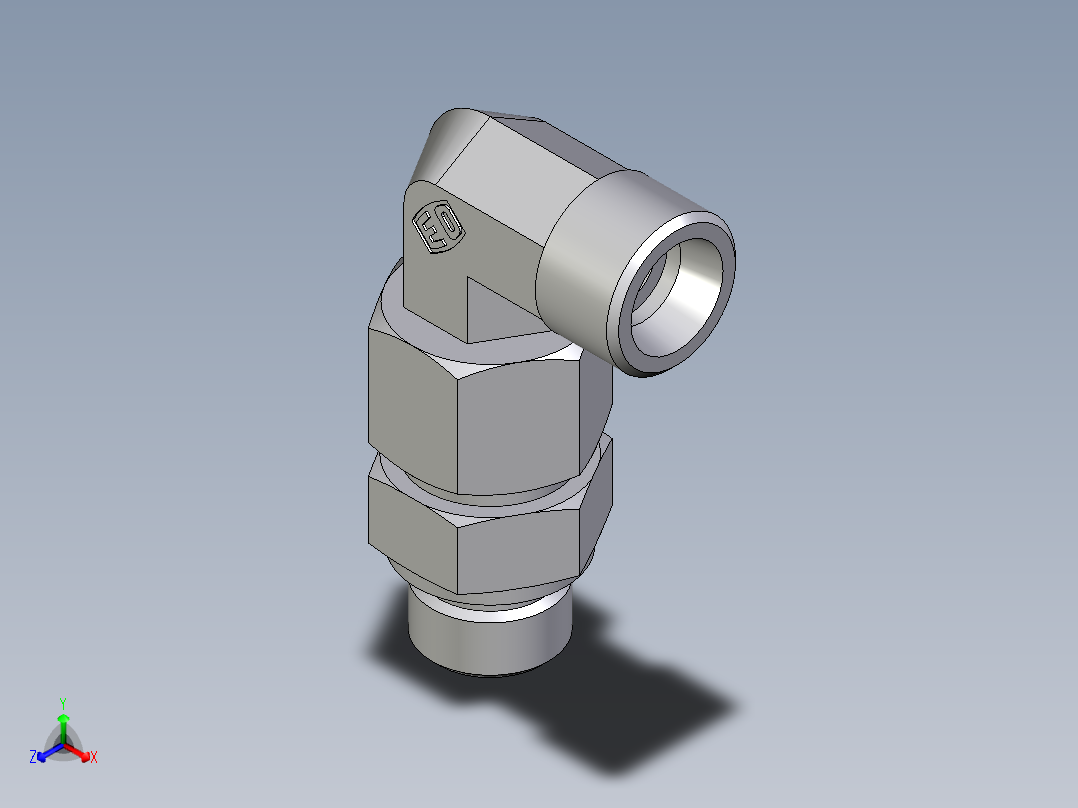 卡套式工业通用硬管接头EO_Assembled_adjustable_standpipe_elbow_EVW12SMOMD71正等轴测图