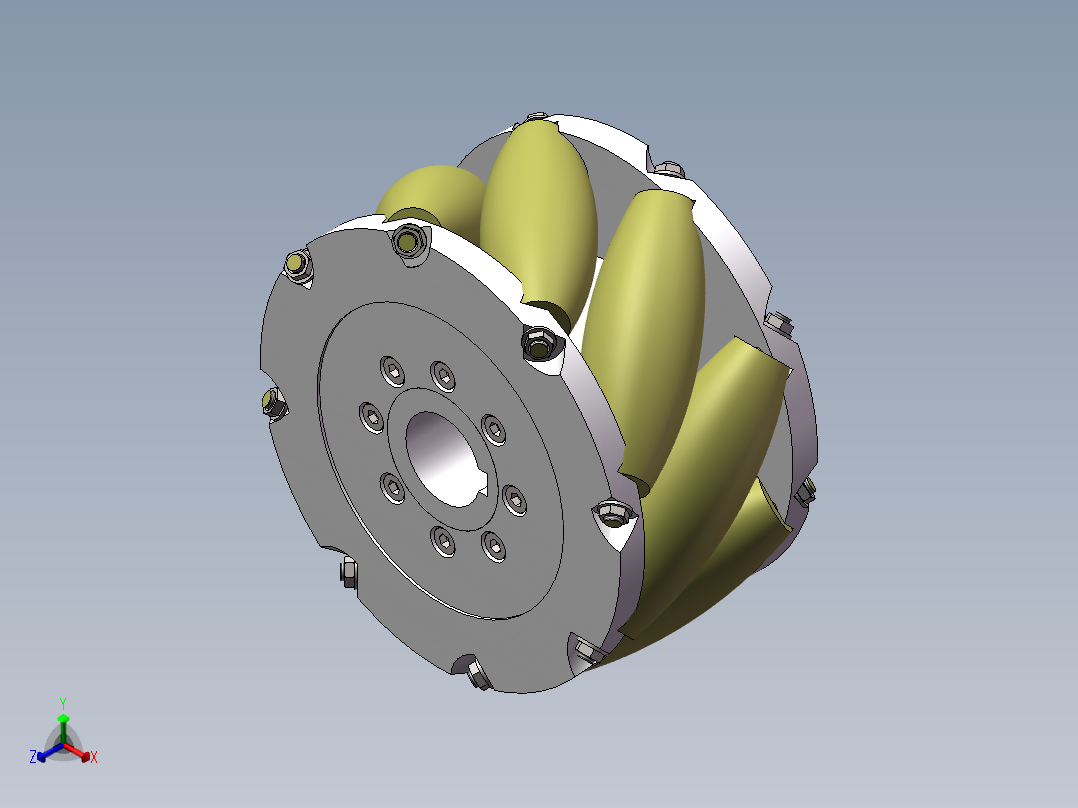 AGV小车用麦克纳姆轮模型551211===20正等轴测图