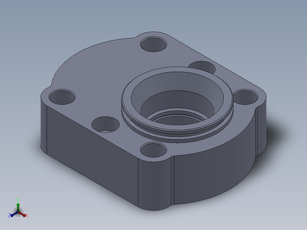 液压齿轮泵前法兰 (1)正等轴测图