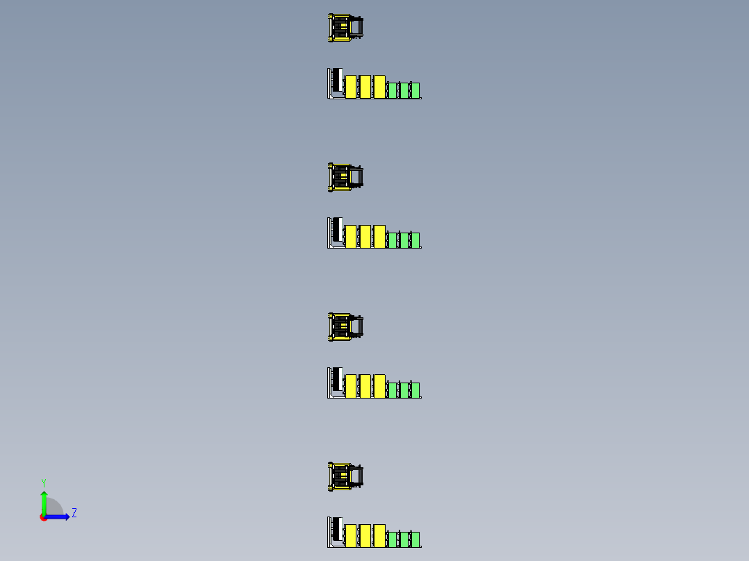 堆高叉车AGV在立库中的搬运模型左视图