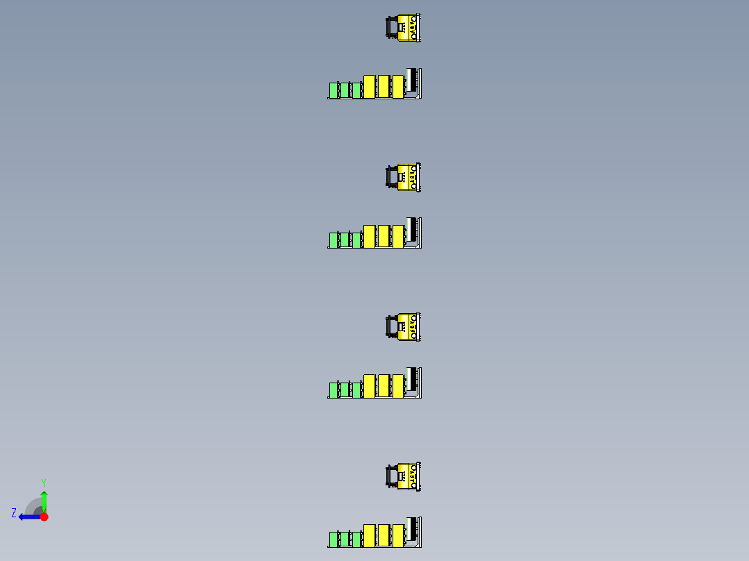 堆高叉车AGV在立库中的搬运模型右视图