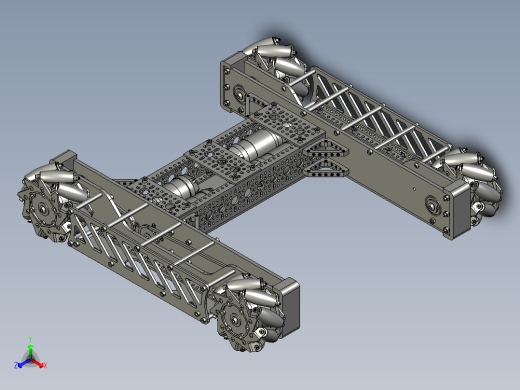 Mecanum四驱麦克纳姆轮车底盘3D图纸 STP格式
