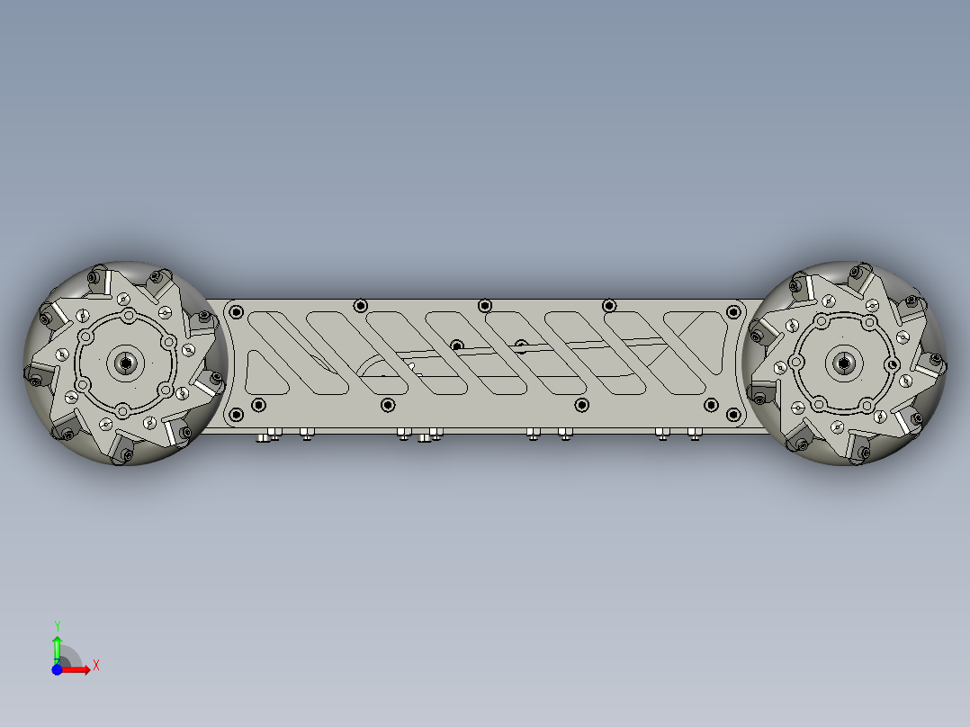 Mecanum四驱麦克纳姆轮车底盘3D图纸 STP格式前视图