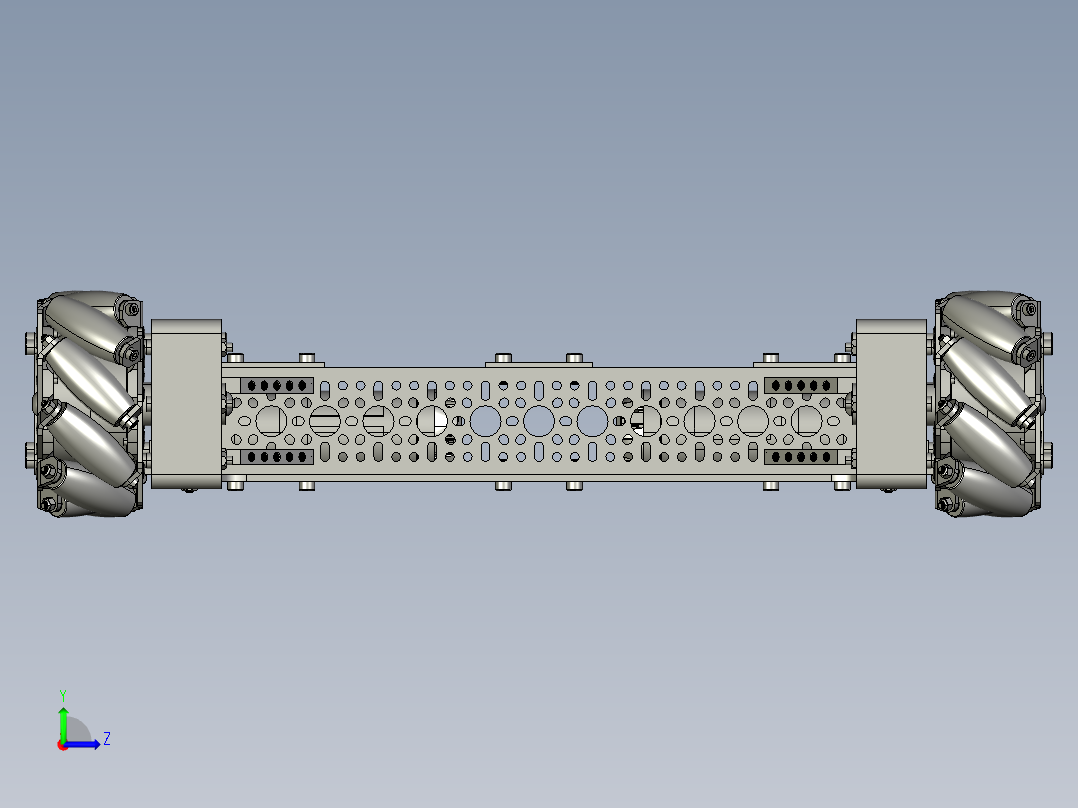 Mecanum四驱麦克纳姆轮车底盘3D图纸 STP格式左视图