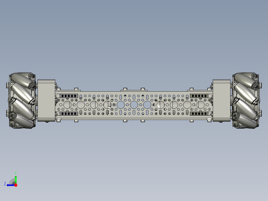 Mecanum四驱麦克纳姆轮车底盘3D图纸 STP格式右视图