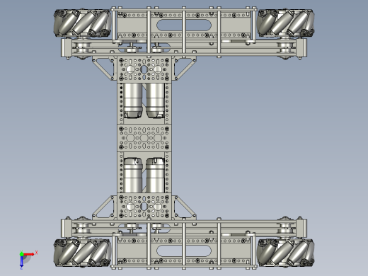 Mecanum四驱麦克纳姆轮车底盘3D图纸 STP格式俯视缩略图