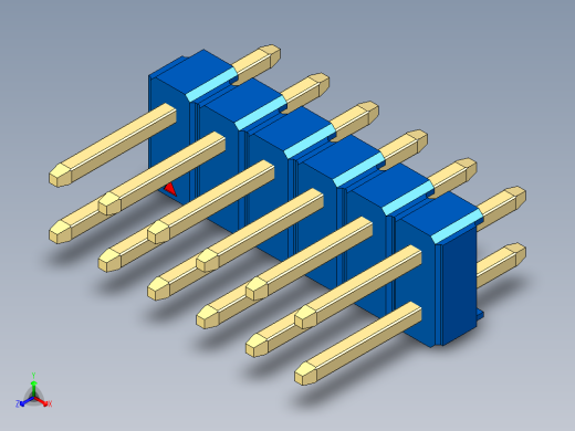 彩色公头100mil（2.54mm）系列-DS1021_blue_2x06p_100mil_Type1_rev1.0正等轴测缩略图