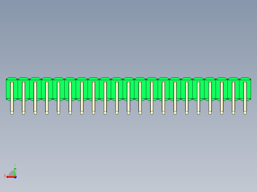 彩色公排针 100mil 2.54mm 系列-DS1022_green_2x21p_100mil_TypeD_rev1.0后视缩略图