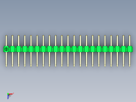 彩色公排针 100mil 2.54mm 系列-DS1022_green_2x21p_100mil_TypeD_rev1.0俯视缩略图