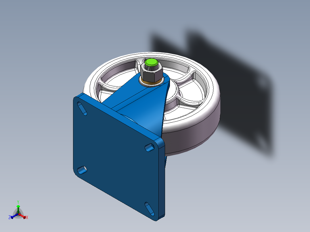 工业脚轮正等轴测图