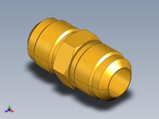 扩口式工业通用硬管接头Union 42F-14正等轴测缩略图