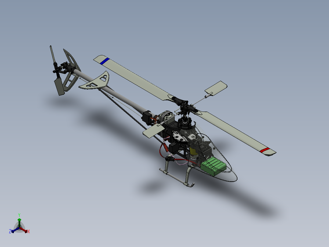 helico玩具直升机模型正等轴测图