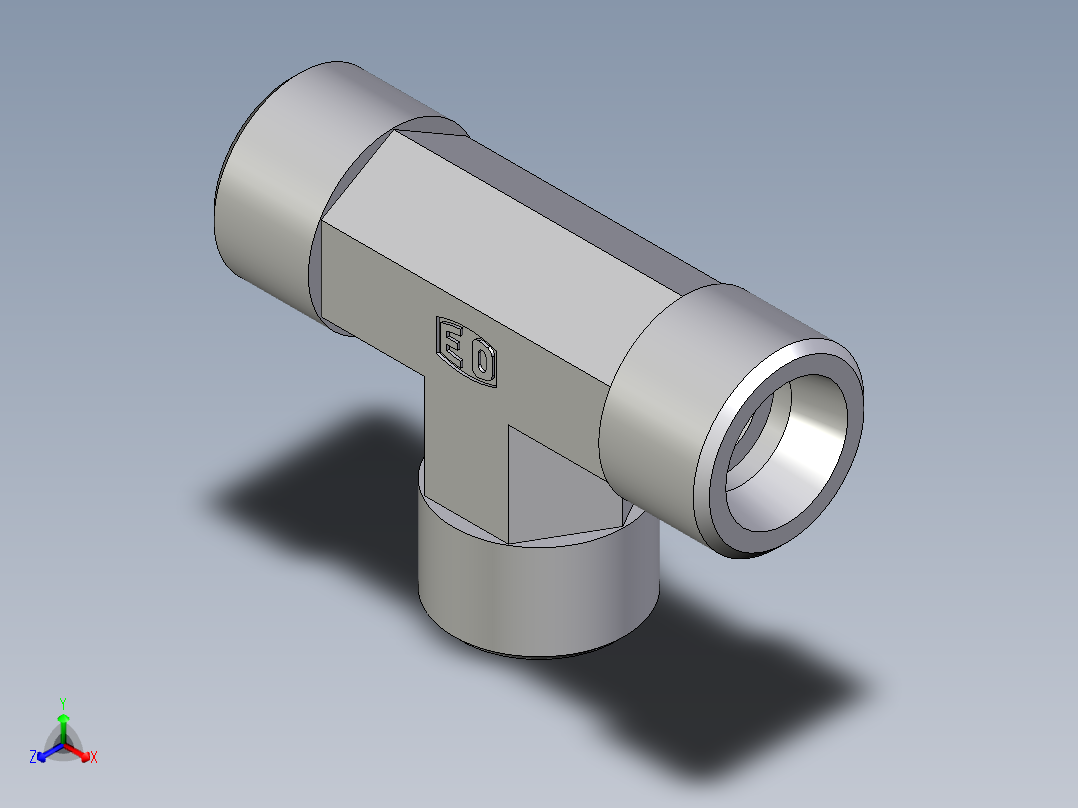 卡套式工业通用硬管接头EO_Union_tee_T12SCFX主视图