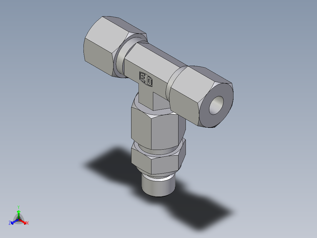 卡套式工业通用硬管接头EO_Assembled_adjustable_standpipe_branch_tee_EVT08SR71主视图
