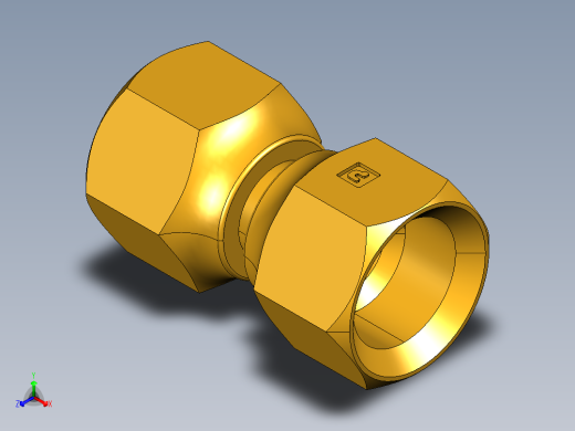 扩口式工业通用硬管接头Swivel Nut Valve Connector 14FSV-8正等轴测缩略图