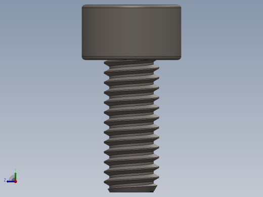Screw_DIN_912_M2.5x6F_A2.SLDPRT公制内六角螺钉右视缩略图