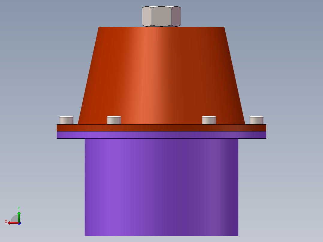 带倾斜间隙的磁流变悬置结构设计后视图