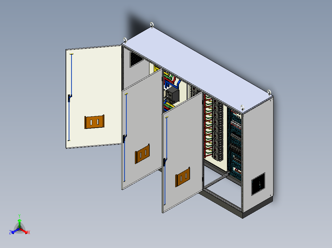 三柜组装双电源630A竖装plc控制柜 55519