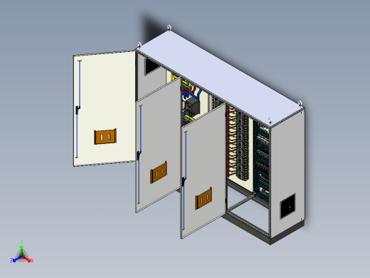 三柜组装双电源630A竖装plc控制柜 55519