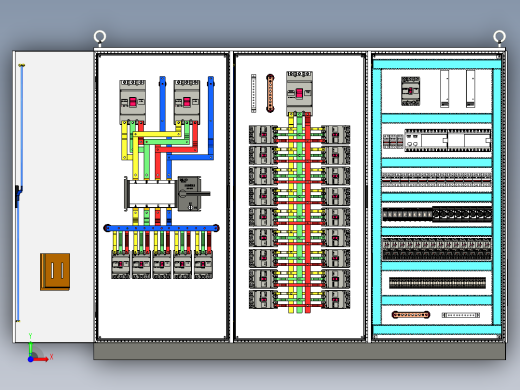 三柜组装双电源630A竖装plc控制柜 55519前视缩略图