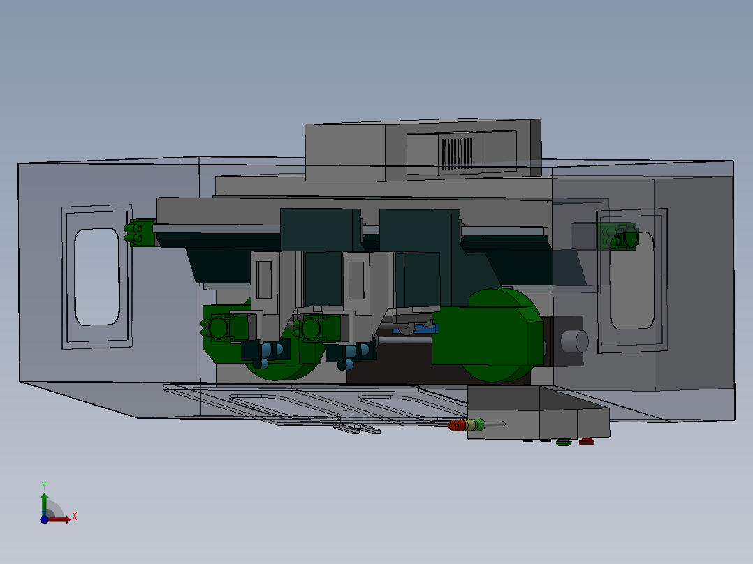 数控机床、简易热熔钻机床设备3D模型 Solidworks设计前视图