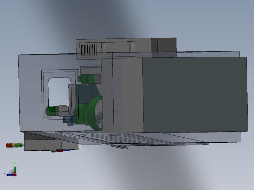 数控机床、简易热熔钻机床设备3D模型 Solidworks设计右视缩略图