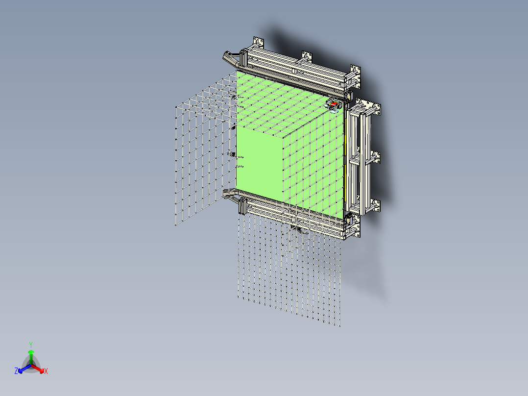 网笼料车+定位装置正等轴测图