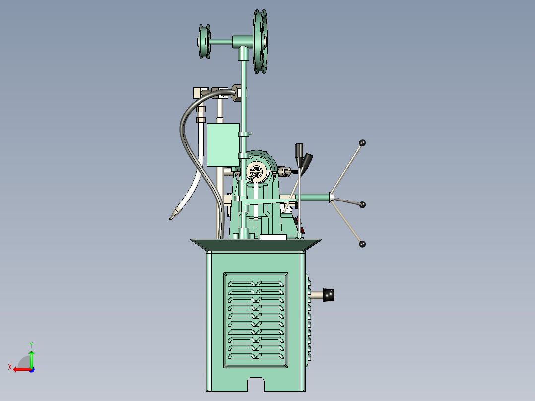 Turret Lathe Machine车床3D数模图纸后视图