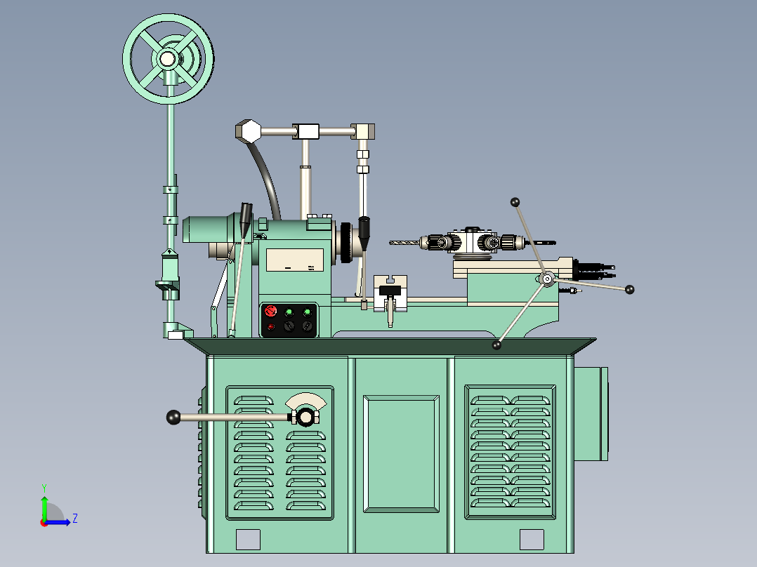 Turret Lathe Machine车床3D数模图纸左视图