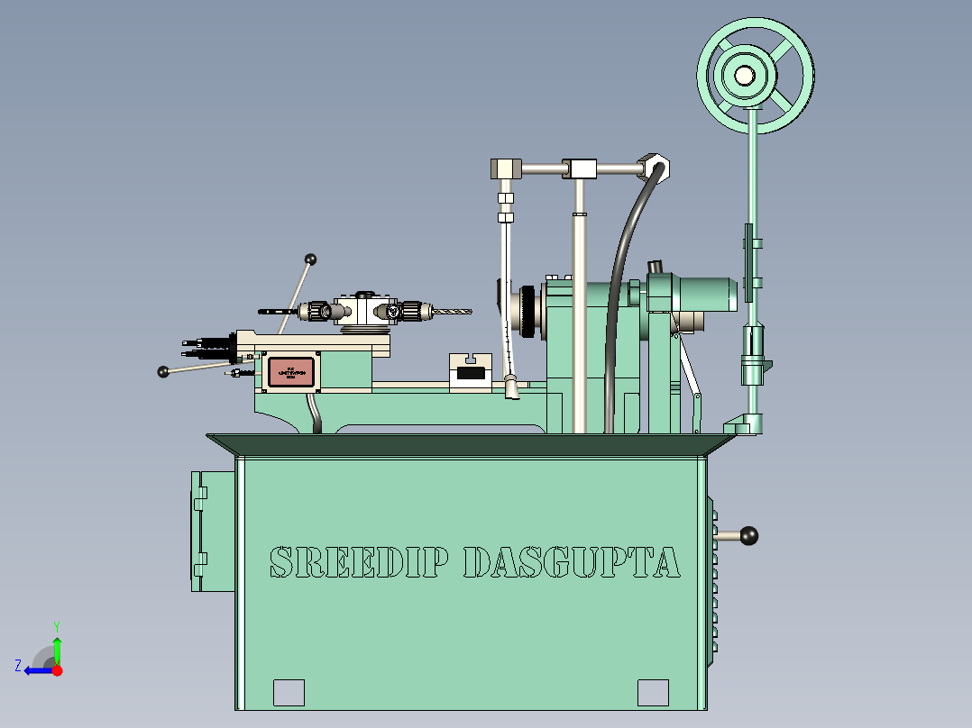 Turret Lathe Machine车床3D数模图纸右视图