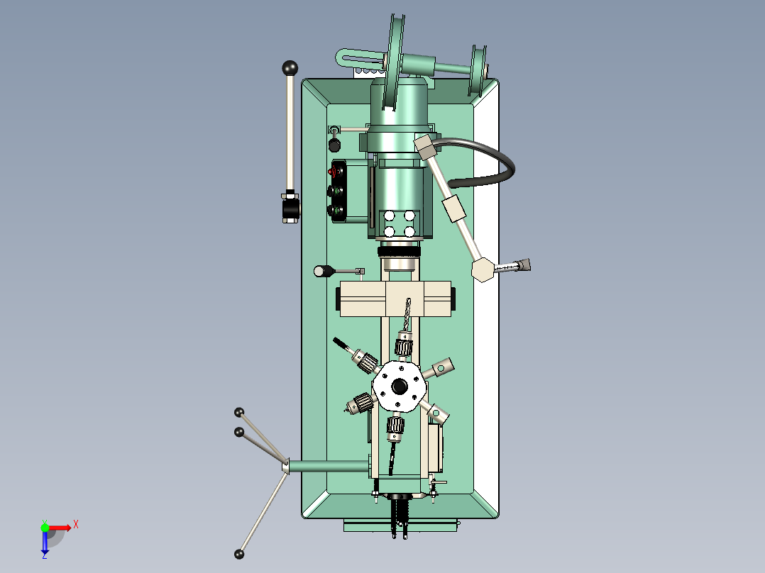 Turret Lathe Machine车床3D数模图纸俯视图