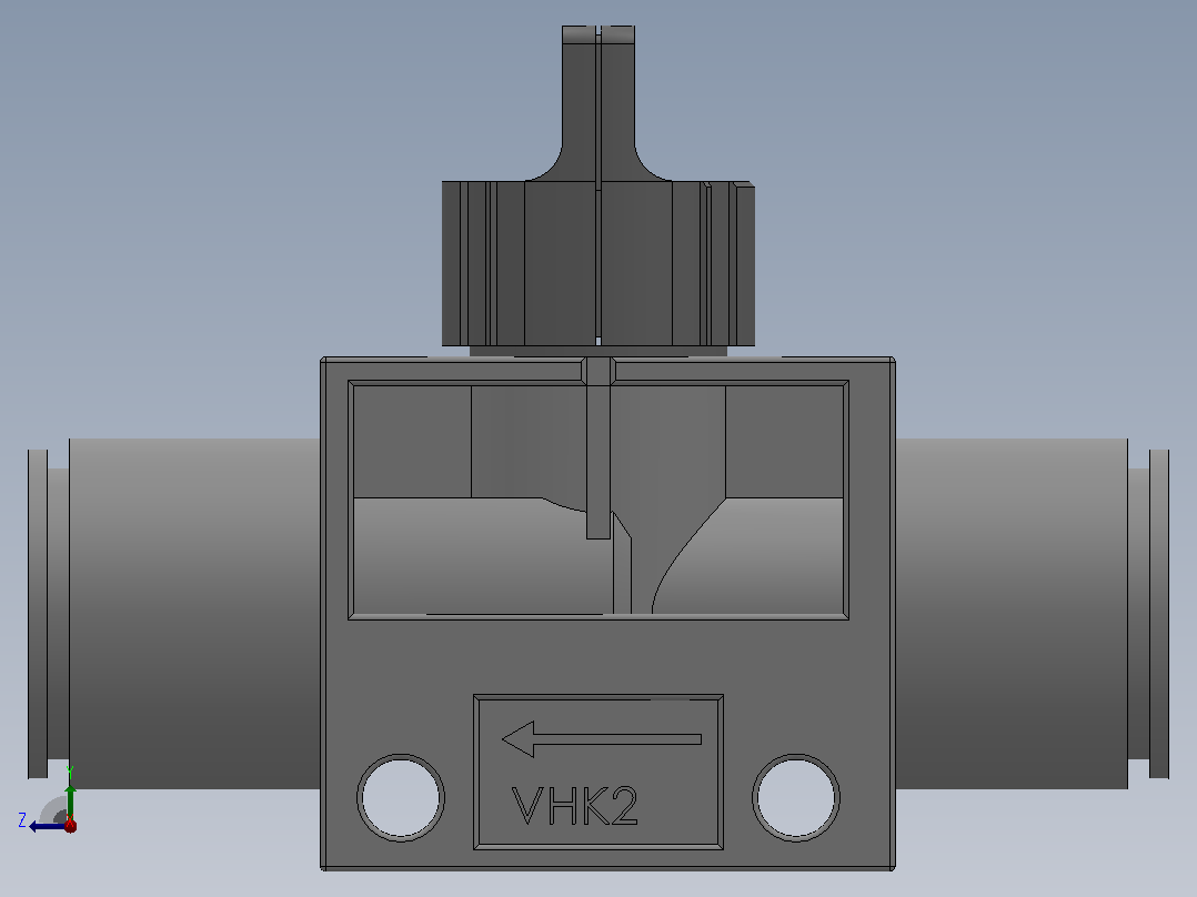 VHK系列P快速接头A快速接头二通三通手动阀[VHK2R-12F-10F] (2)右视图