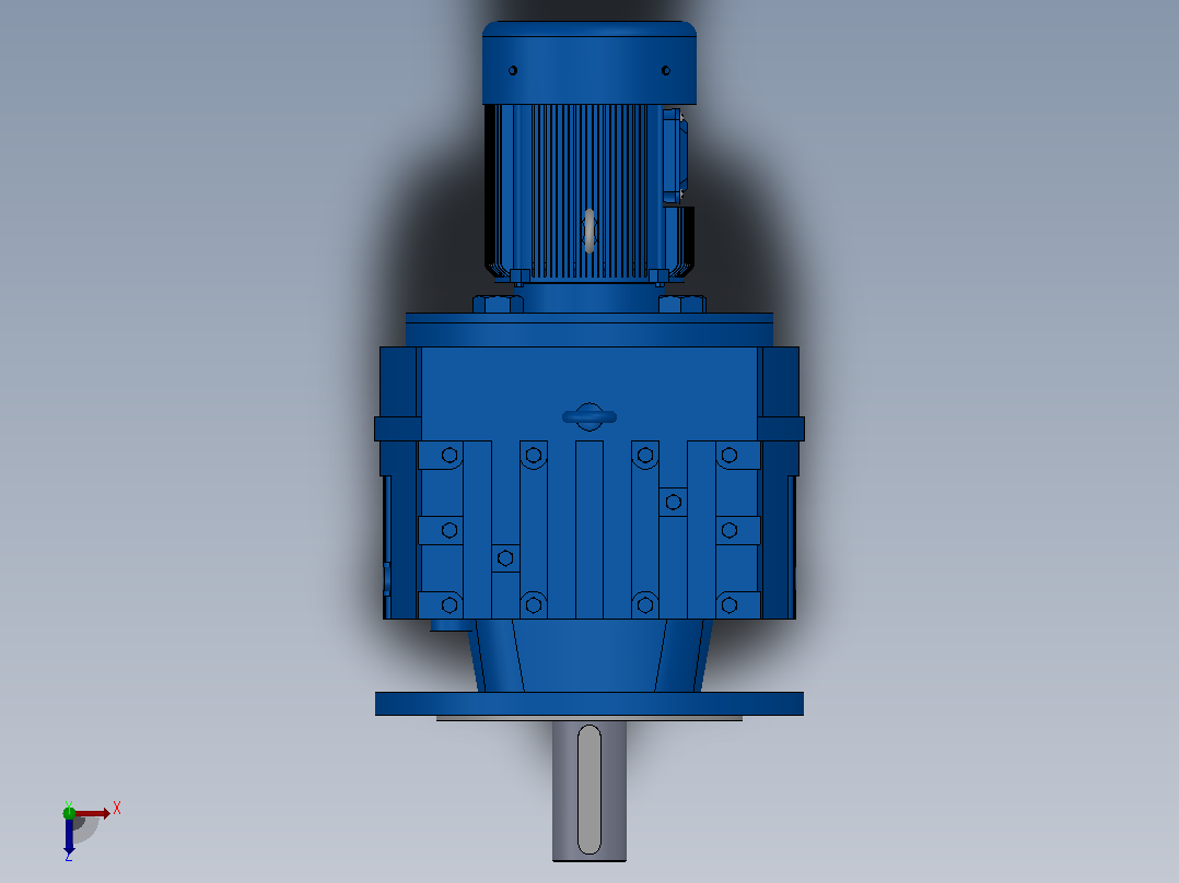 RF97法兰轴伸式安装斜齿轮减速机RF97-Y0.25-8P-71-M1-0°-Φ350 (1)俯视图