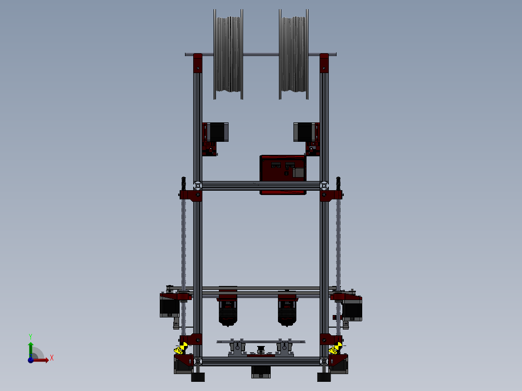 ZDH-QT-015 Dual-X Sigma 3D打印机模型图纸前视图