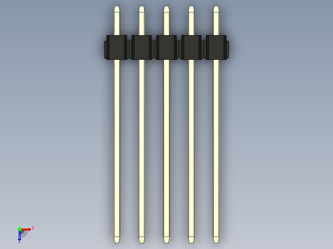 彩色公头100mil（2.54mm）系列-DS1021_black_1x05p_100mil_Type19_rev1.0俯视图