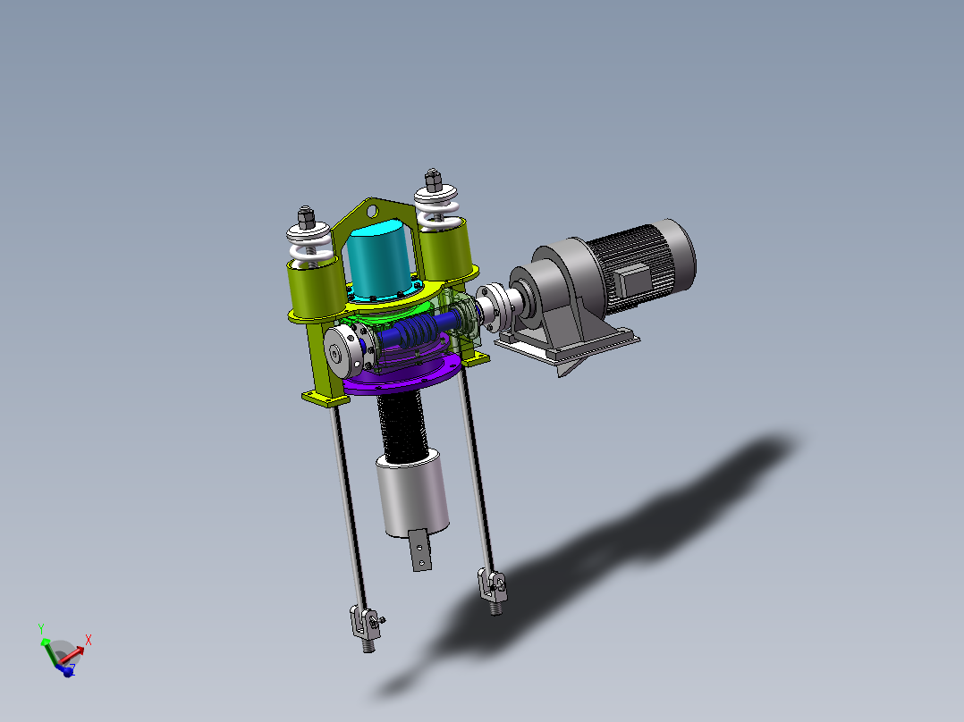 蜗轮蜗杆下压自锁结构3d图纸 二辊轧机压下装置3d+2d图纸 3d模型