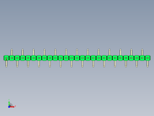 彩色公排针 100mil 2.54mm 系列-DS1022_green_27p_100mil_Type_SMT_R2_rev1.0前视缩略图